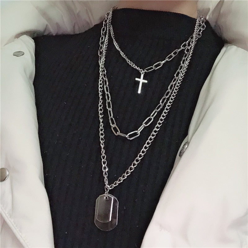 Multilayer Silver Color Metal Chain