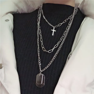 Multilayer Silver Color Metal Chain