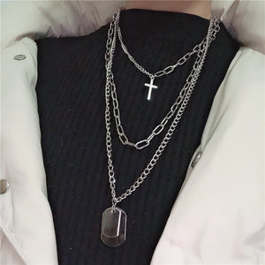 Multilayer Silver Color Metal Chain